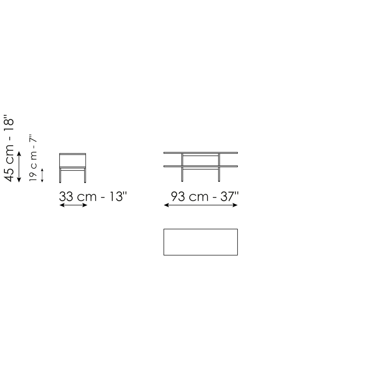 Bonaldo Aliante - Coffe table 93 x 33 - size drawing