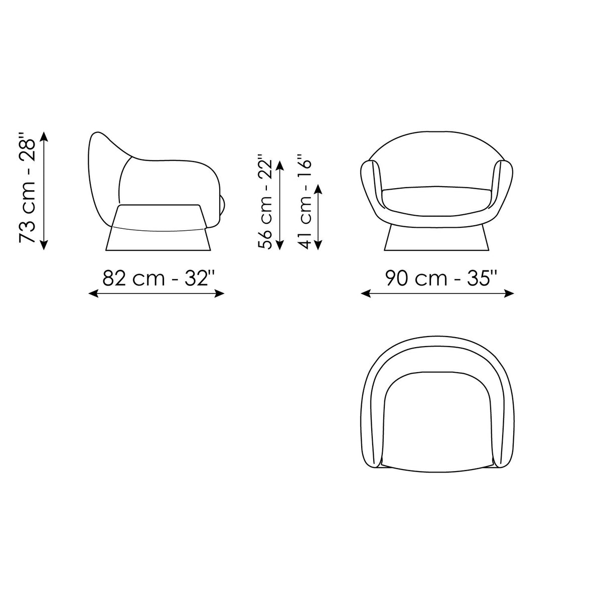 Boolean armchair with covered base