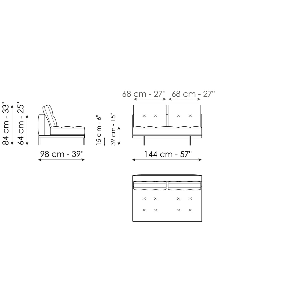 Bonaldo Maximilian - Center section 144 - size drawing