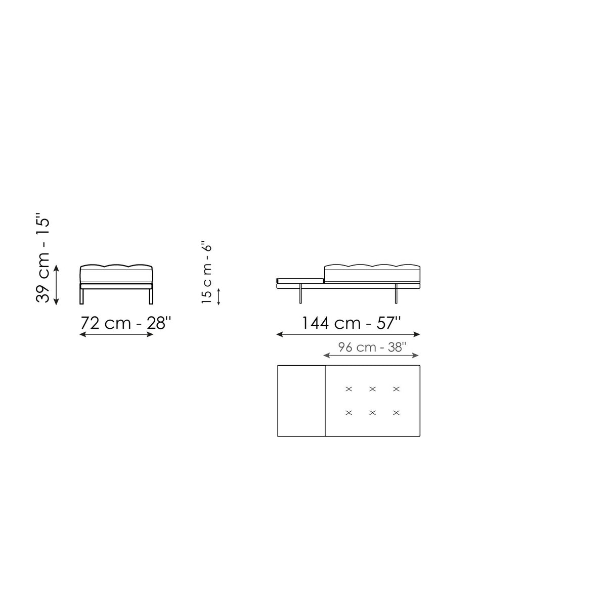 Bonaldo Maximilian - Pouf with tray - size drawing