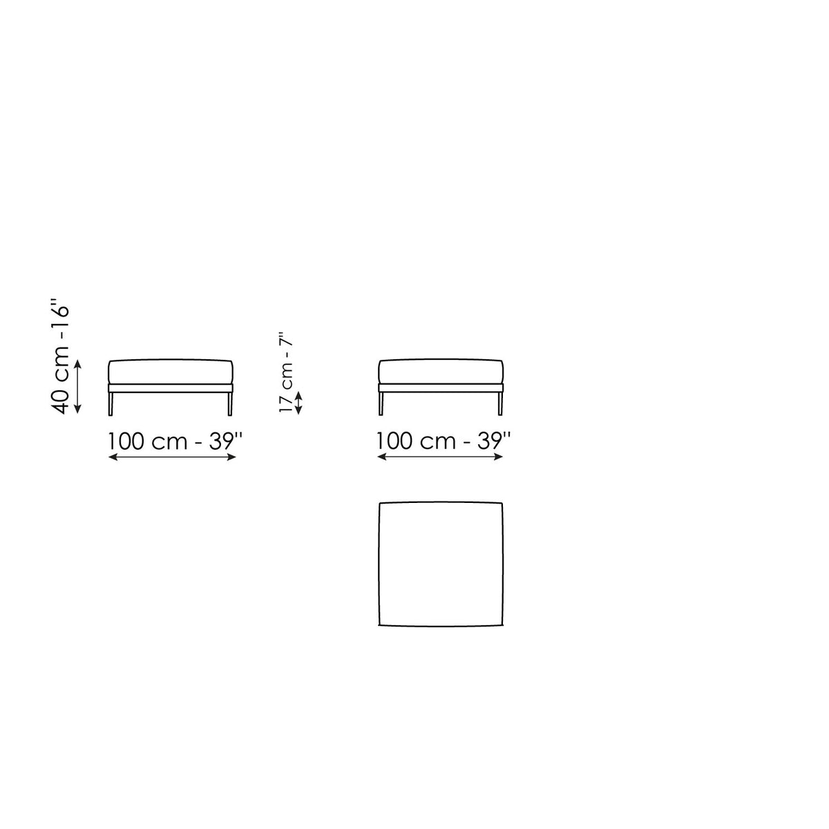Bonaldo Paraiso - Pouf 100 x 100 - size drawing