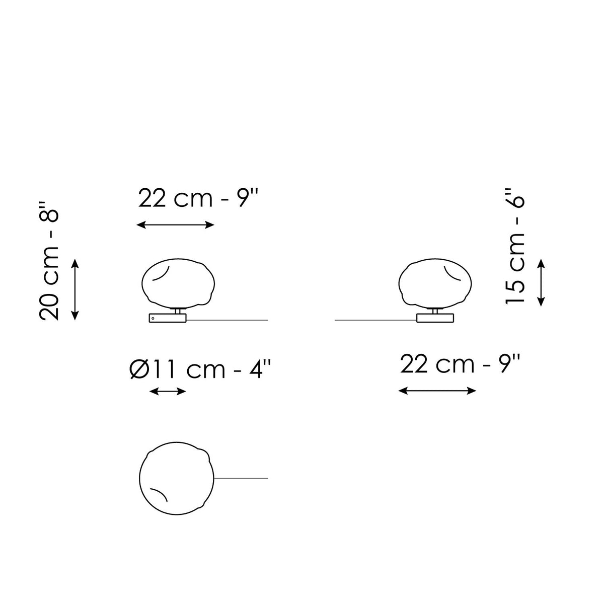 Bonaldo Pepita - Pepita - large table lamp - dimension drawing