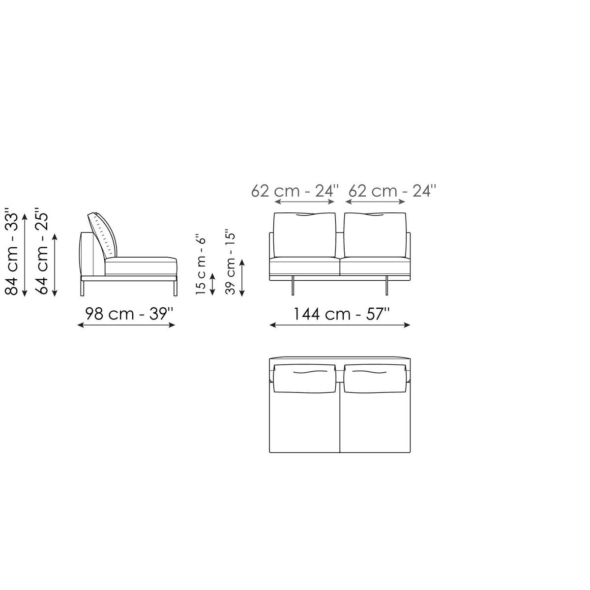 Bonaldo Phil - Center section 144 - size drawing