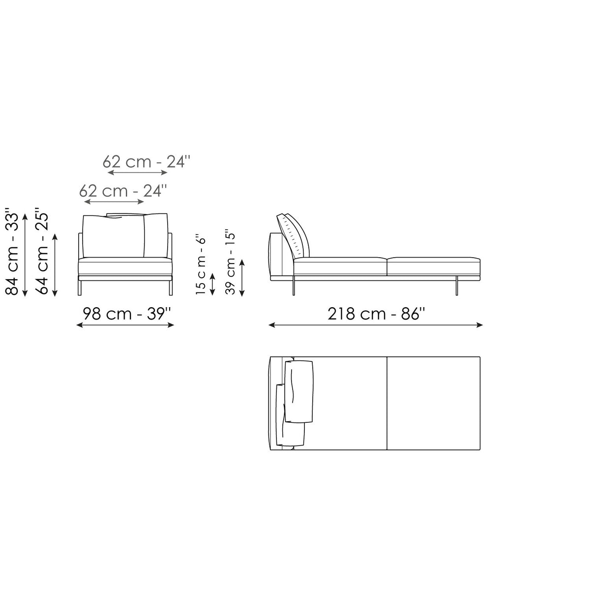 Bonaldo Phil - Chaise large - size drawing