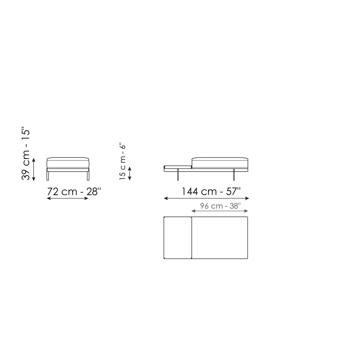 Bonaldo Phil - Pouf with tray - size drawing