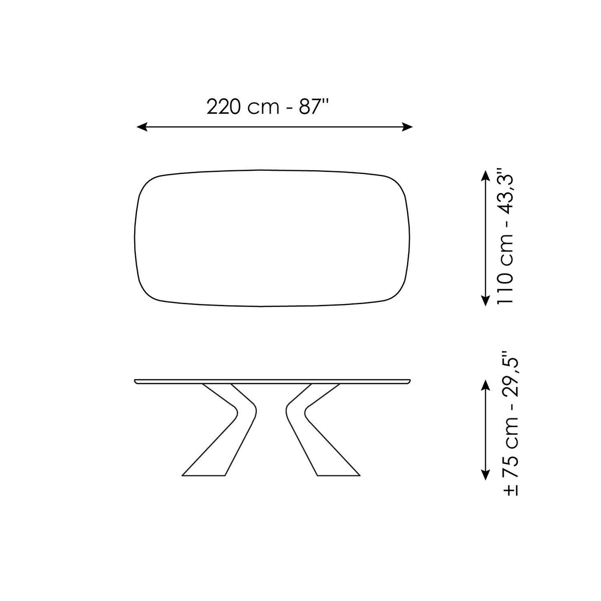 Bonaldo Prora - size drawing