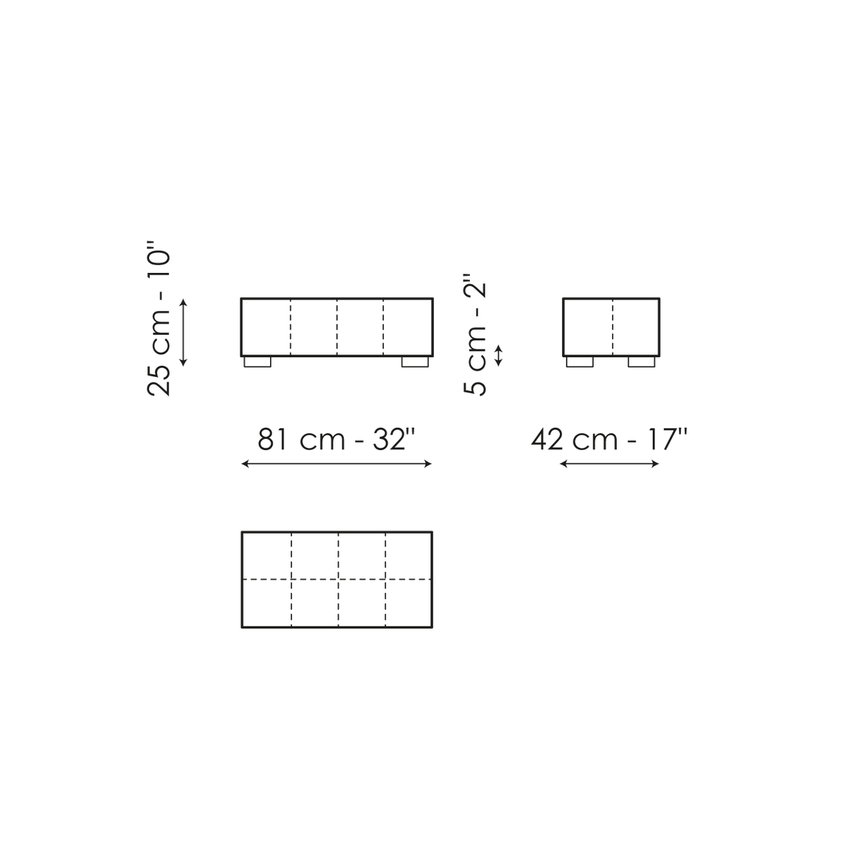 Squaring bench and pouf