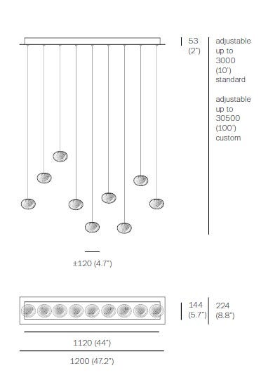 Bocci 84.9 Linear Nine Pendant Light