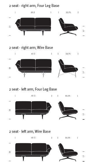 Herman Miller Striad® Two Seater Low-Back Sofa with One Side Arm