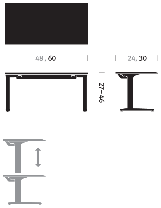 Herman Miller Renew™ Sit-to-Stand Rectangular Table C-Foot