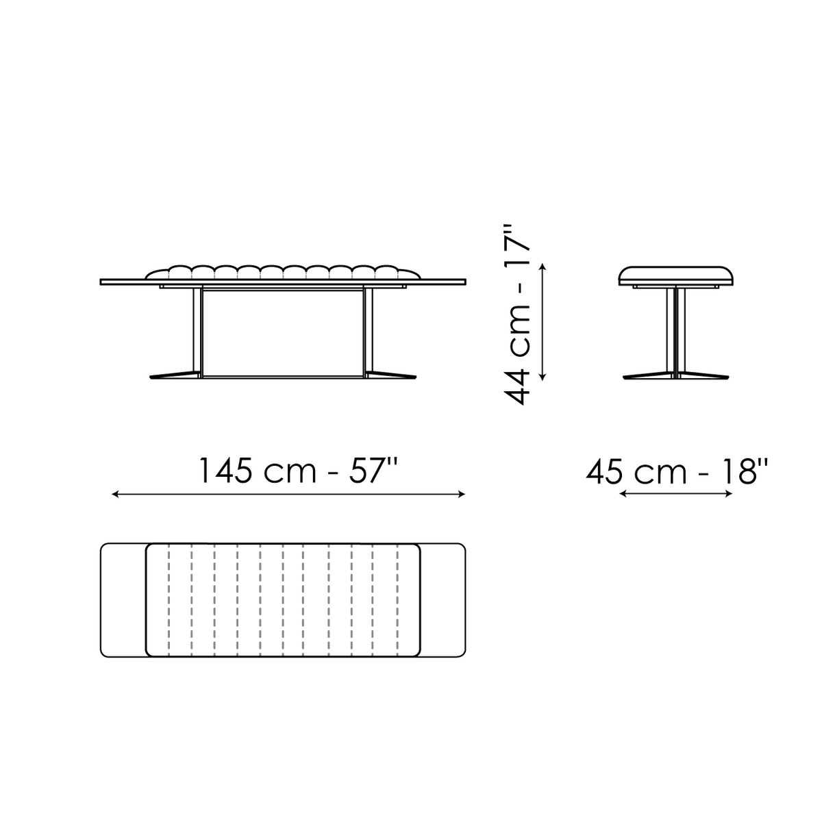 Bonaldo Nelson - Nelson bench - size drawing