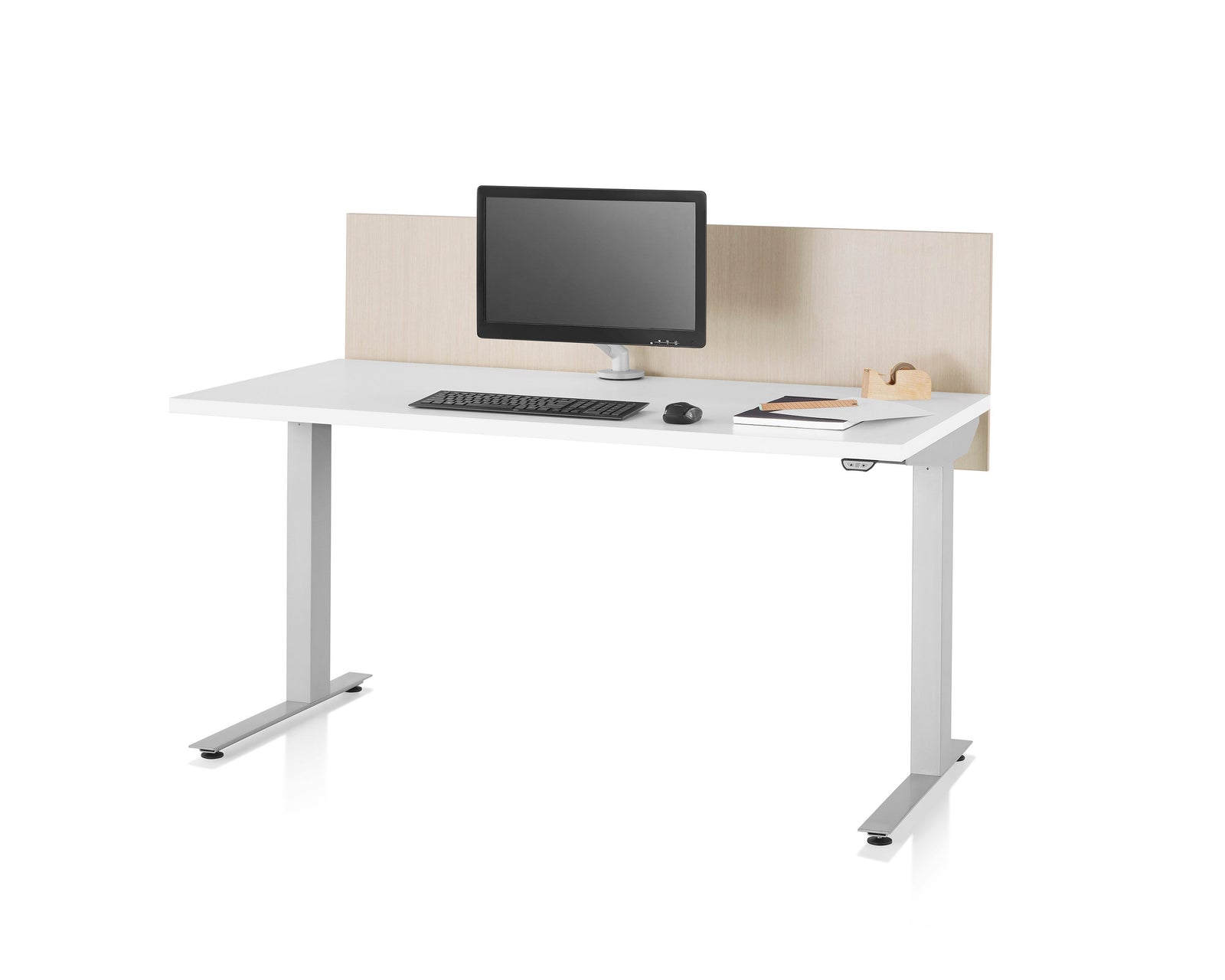 Herman Miller Nevi Sit-to-Stand Rectangular Table with C-Foot