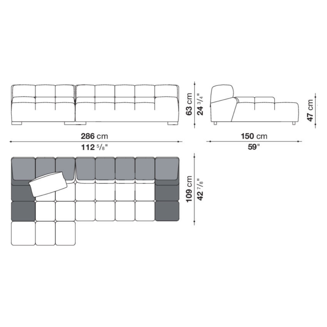 Canapé modulaire droit Tufty-Time - Expédition rapide