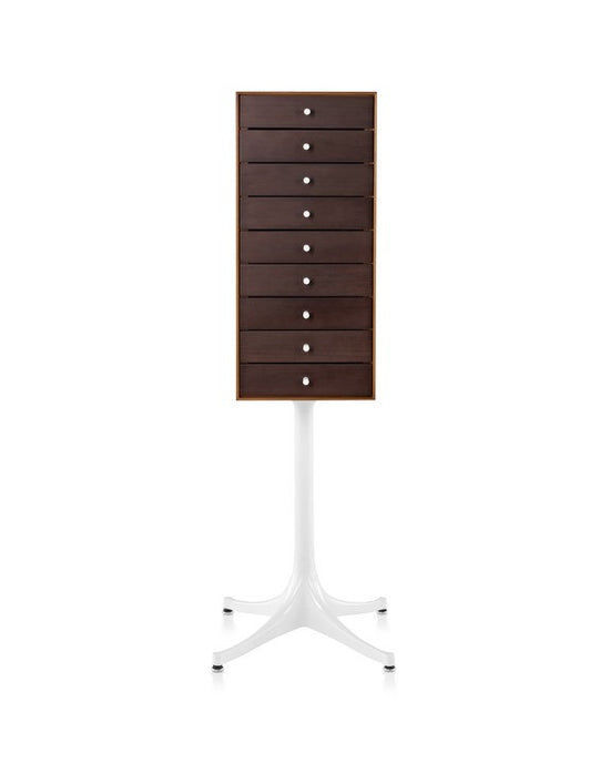 Walnut case with Studio White pedestal