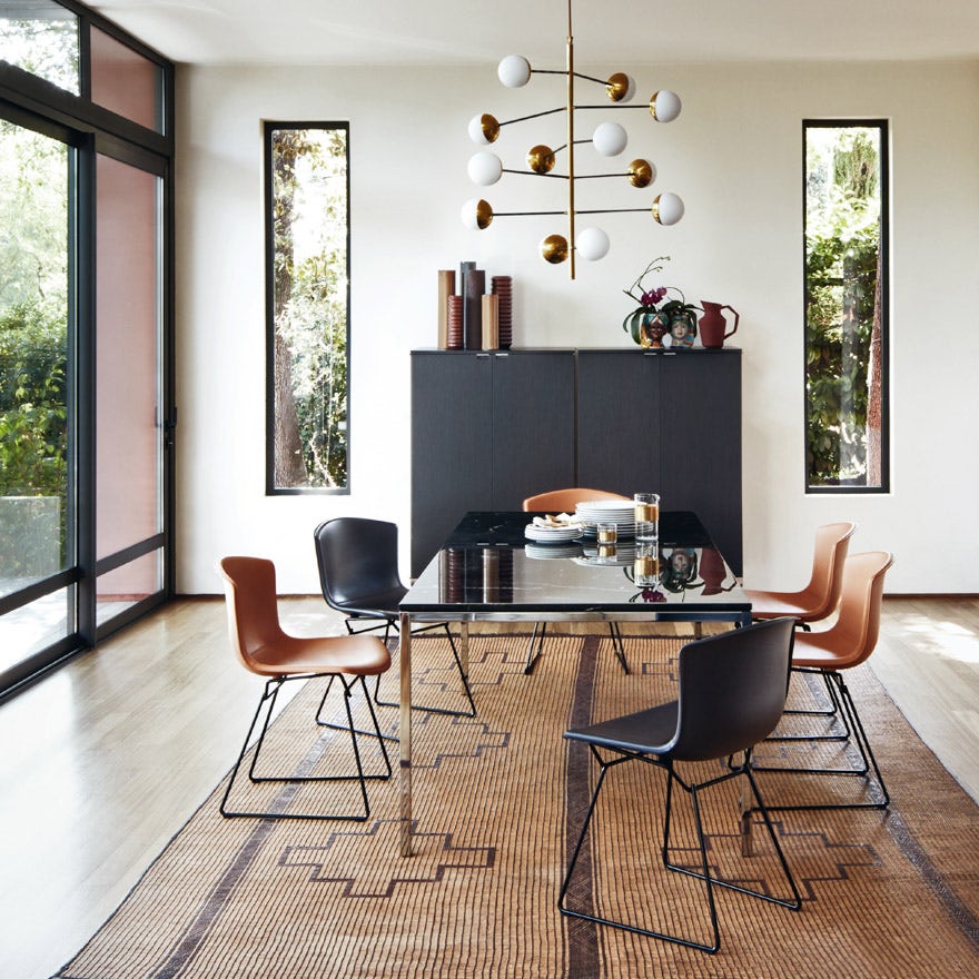 Knoll Harry Bertoia Leather Covered Side Chair