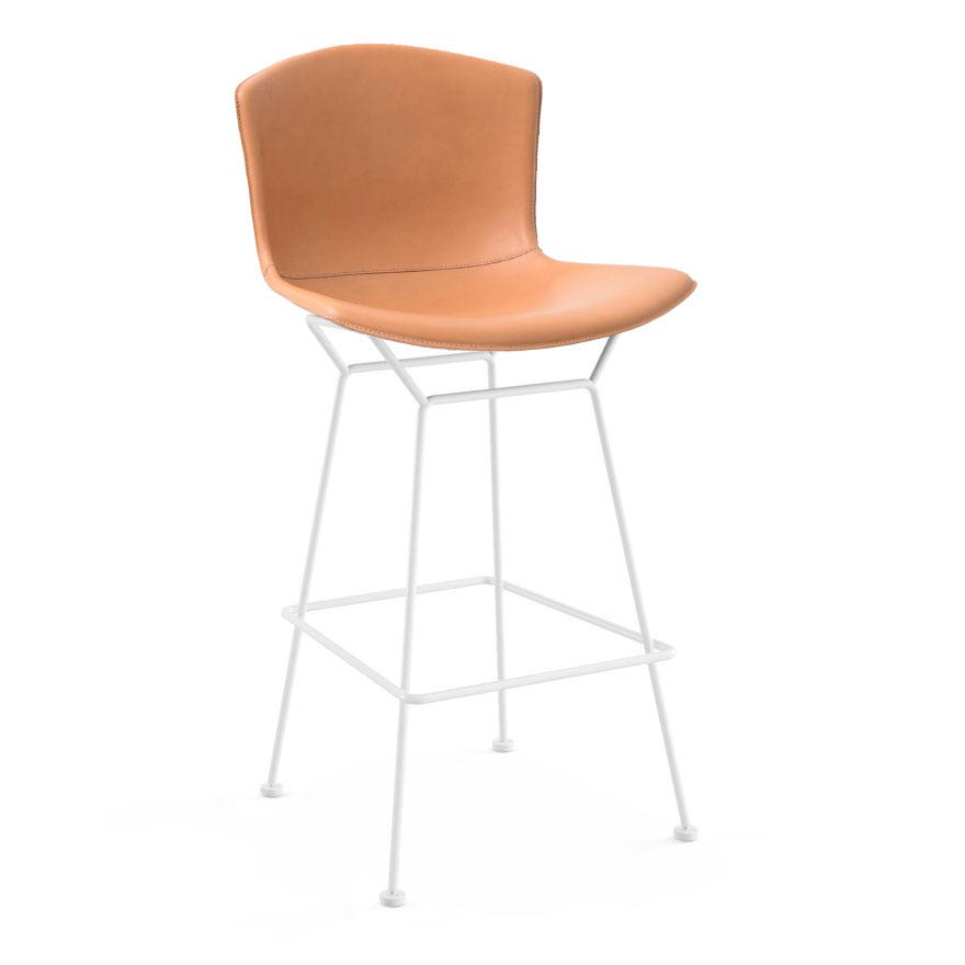 Knoll Harry Bertoia Leather Covered Barstool