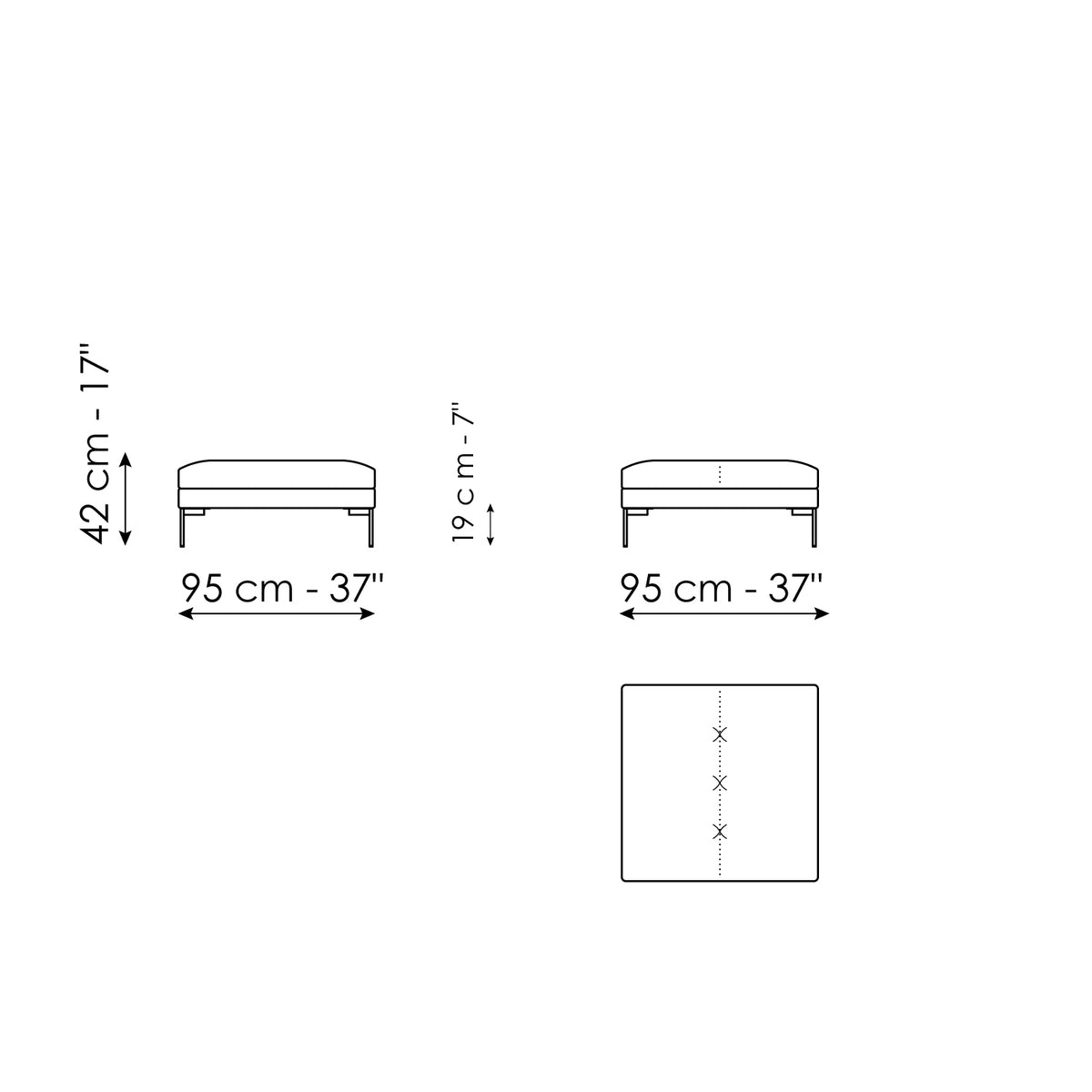 Bonaldo Aliante - Pouf 95 x 95 - size drawing