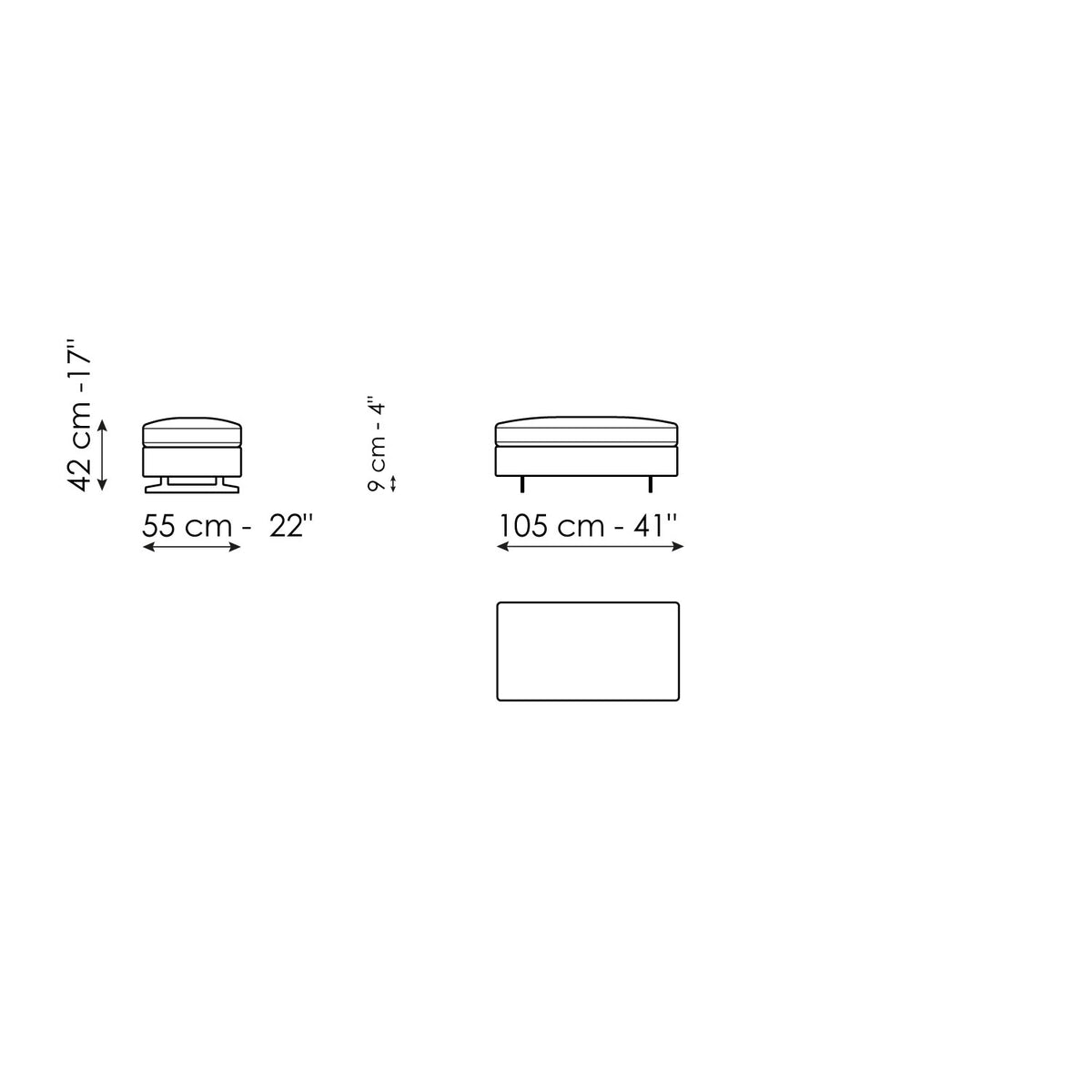 Bonaldo Ever More - Pouf 105 x 55 - size drawing
