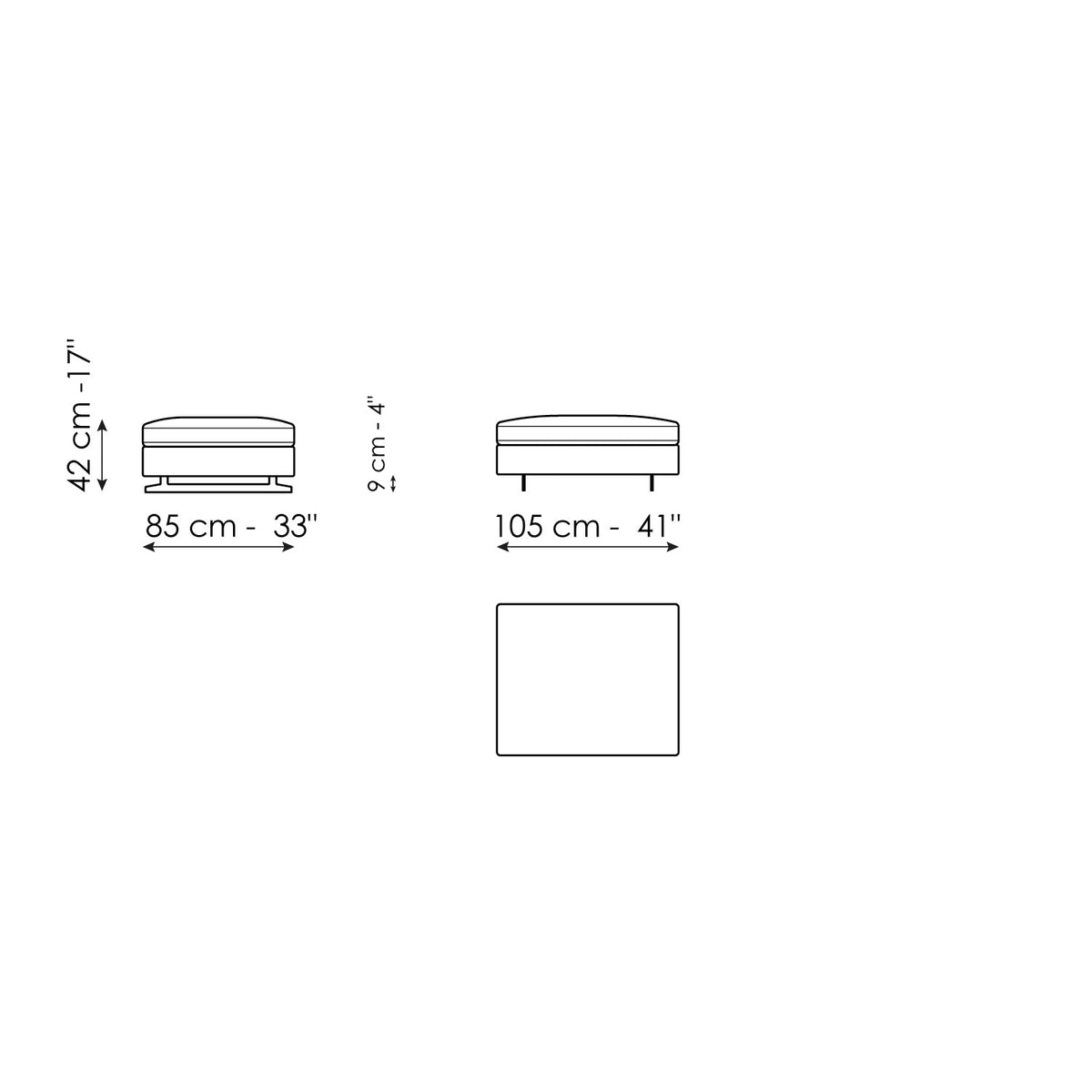 Bonaldo Ever More - Pouf 105 x 85 - size drawing