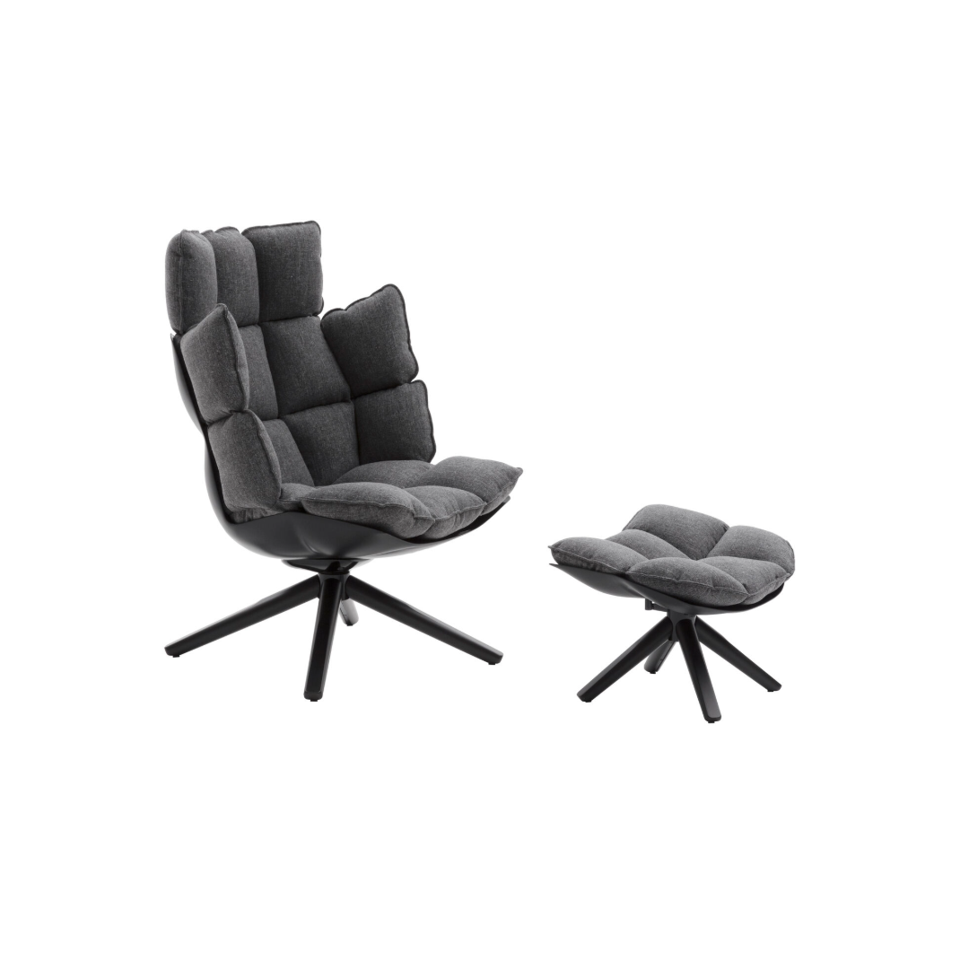 Husk High Armchair and Footrest - Quick Ship