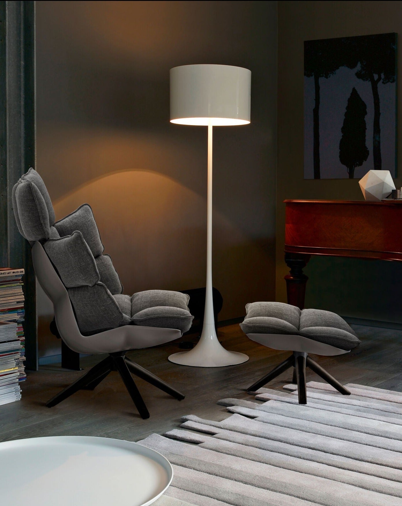 Husk High Armchair and Footrest - Quick Ship