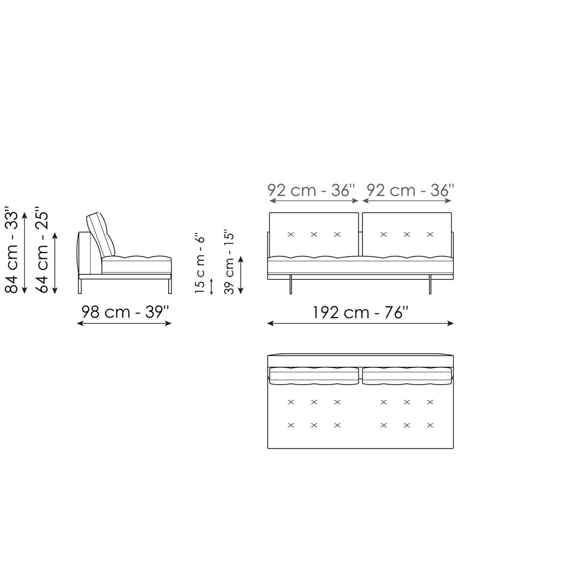 Bonaldo Maximilian - Center section 192 - size drawing