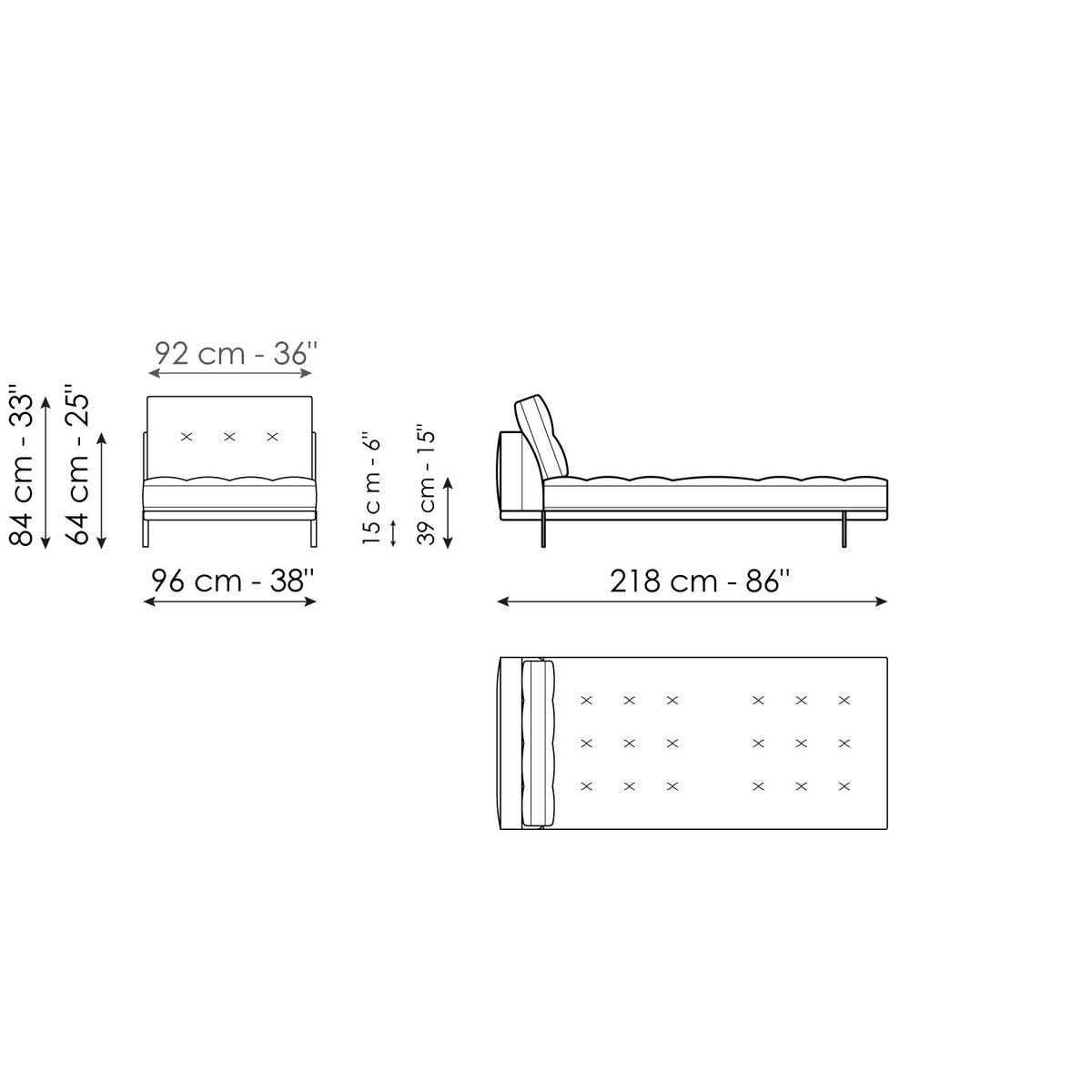 Bonaldo Maximilian - Chaise large - size drawing