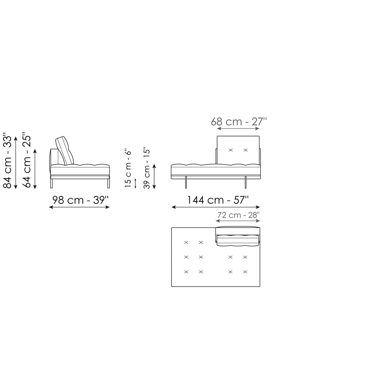 Bonaldo Maximilian - Penisola 144 - size drawing