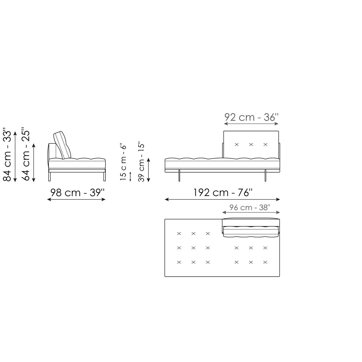 Bonaldo Maximilian - Penisola 192 - size drawing