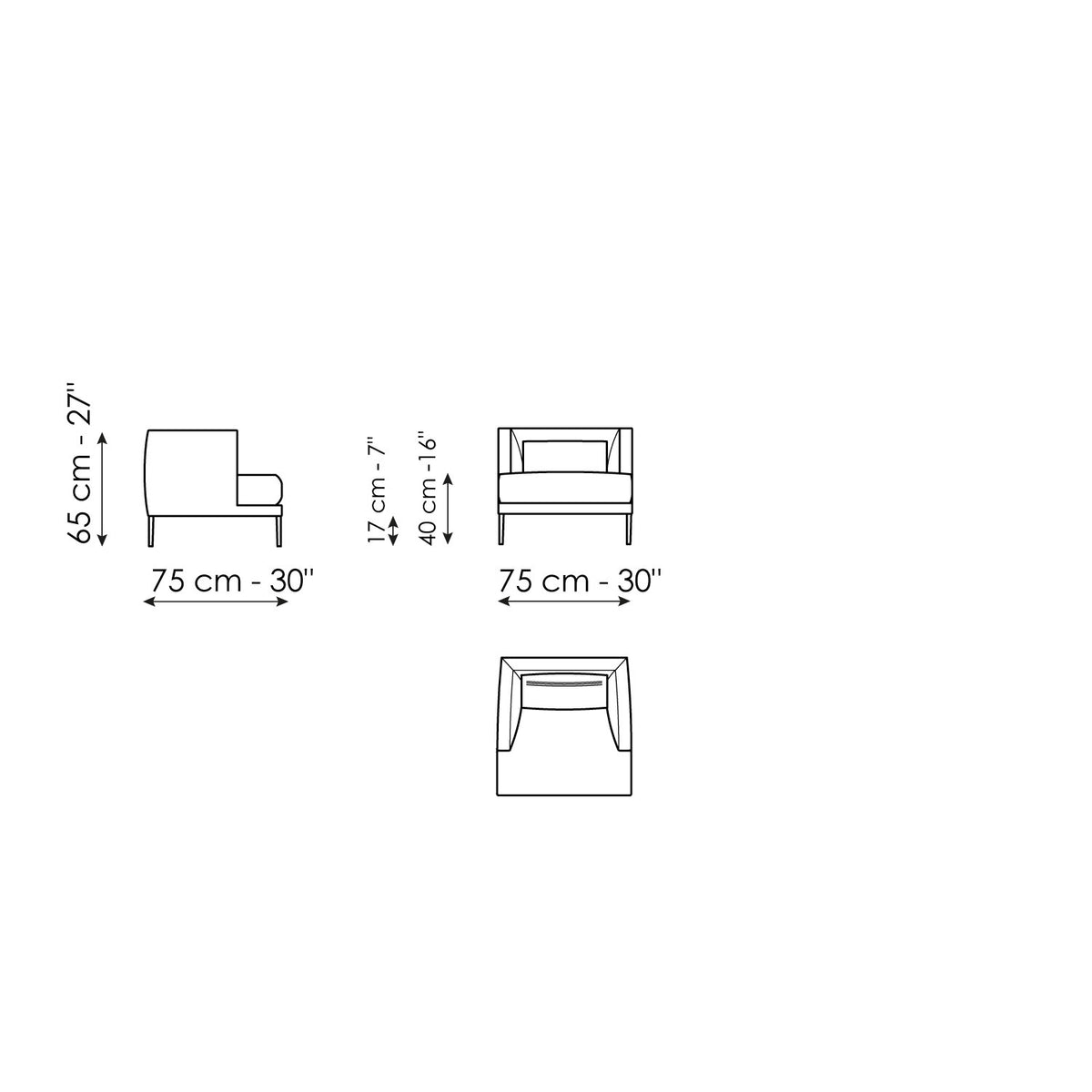 Bonaldo Paraiso - Armchair H 65 - size drawing