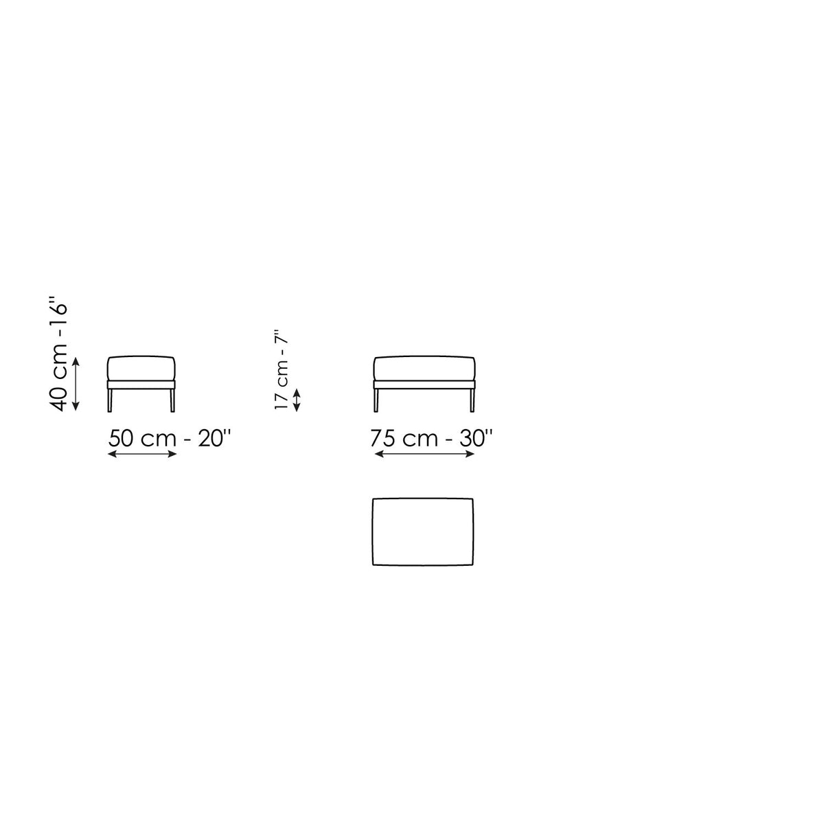 Bonaldo Paraiso - Pouf 75 x 50 - size drawing