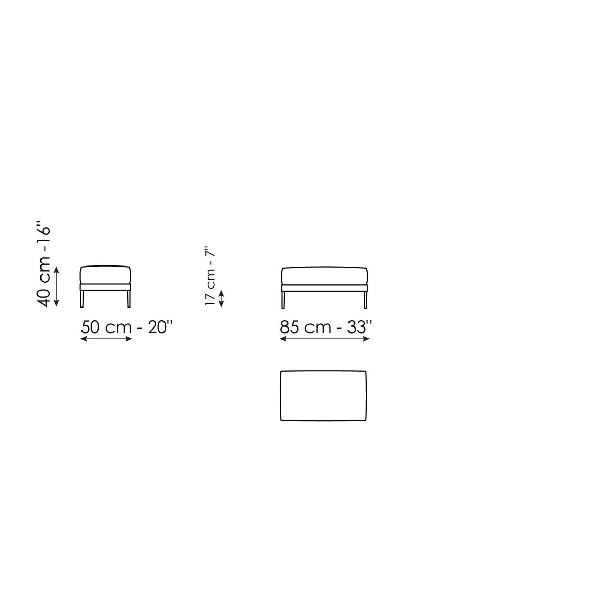 Bonaldo Paraiso - Pouf 85 x 50 - size drawing