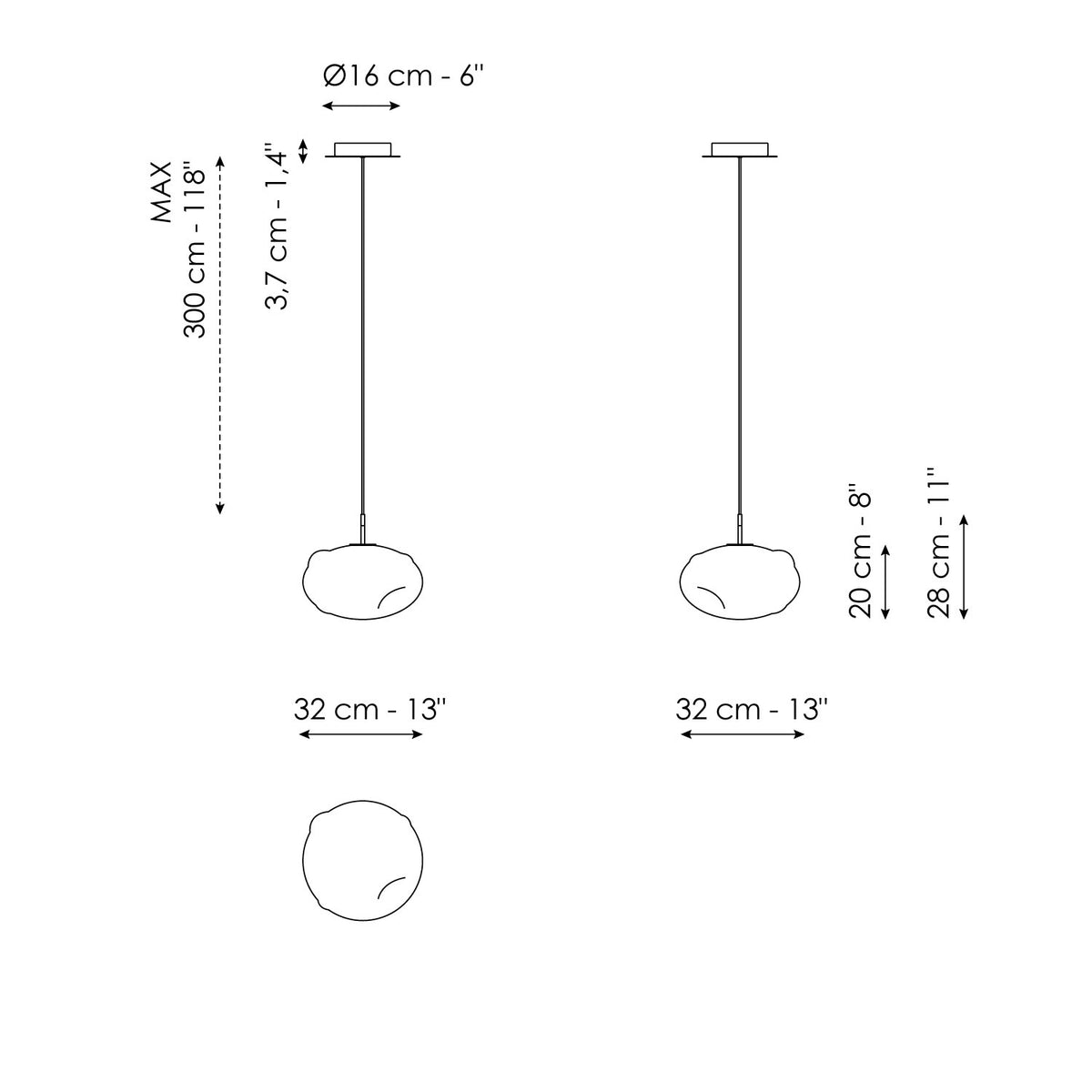 Bonaldo Pepita - Pepita - 1 light - dimension drawing