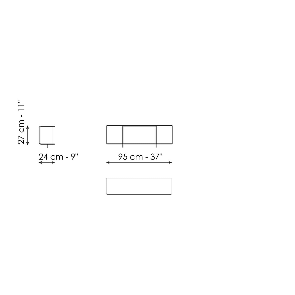 Bonaldo Phil - Magazine holder armrest - size drawing