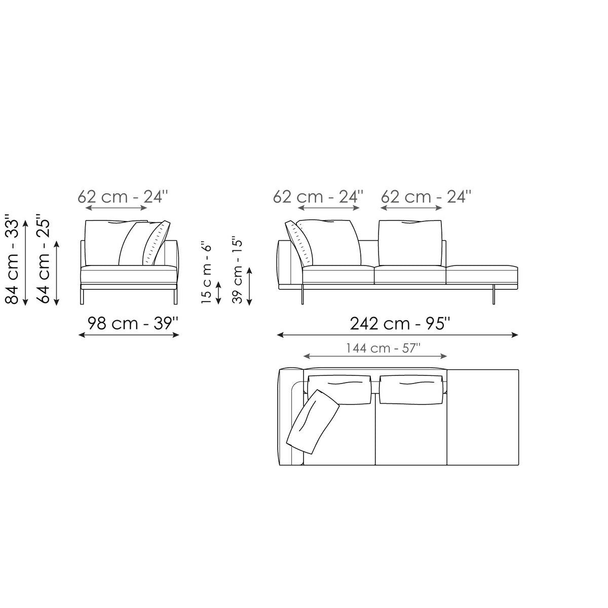 Bonaldo Phil - Meridiana - size drawing