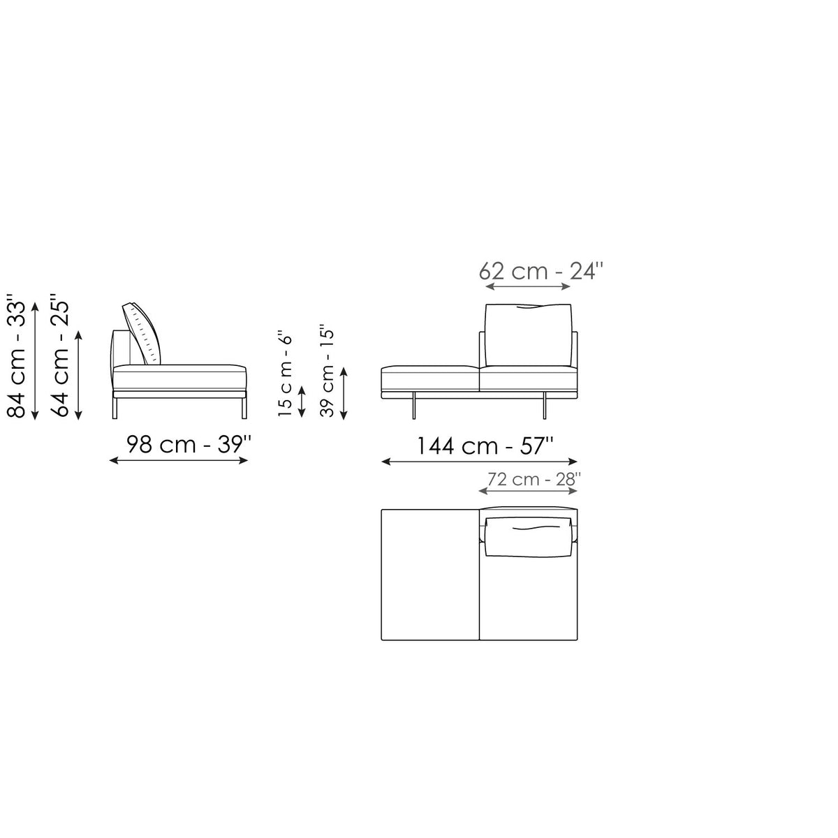 Bonaldo Phil - Penisola 144 - size drawing