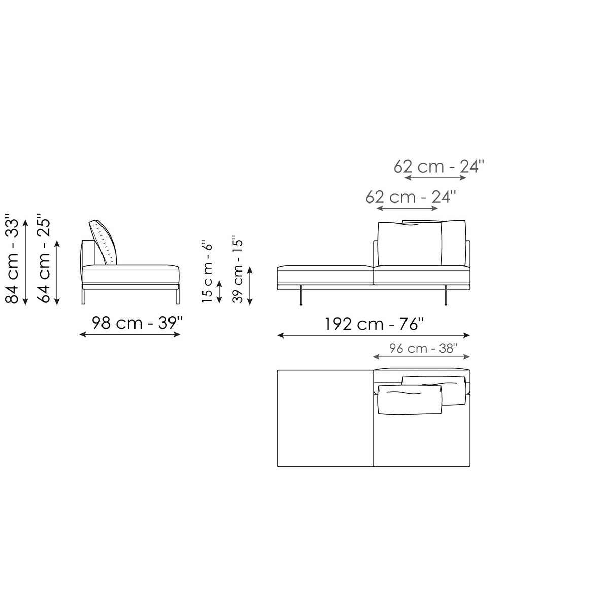 Bonaldo Phil - Penisola 192 - size drawing