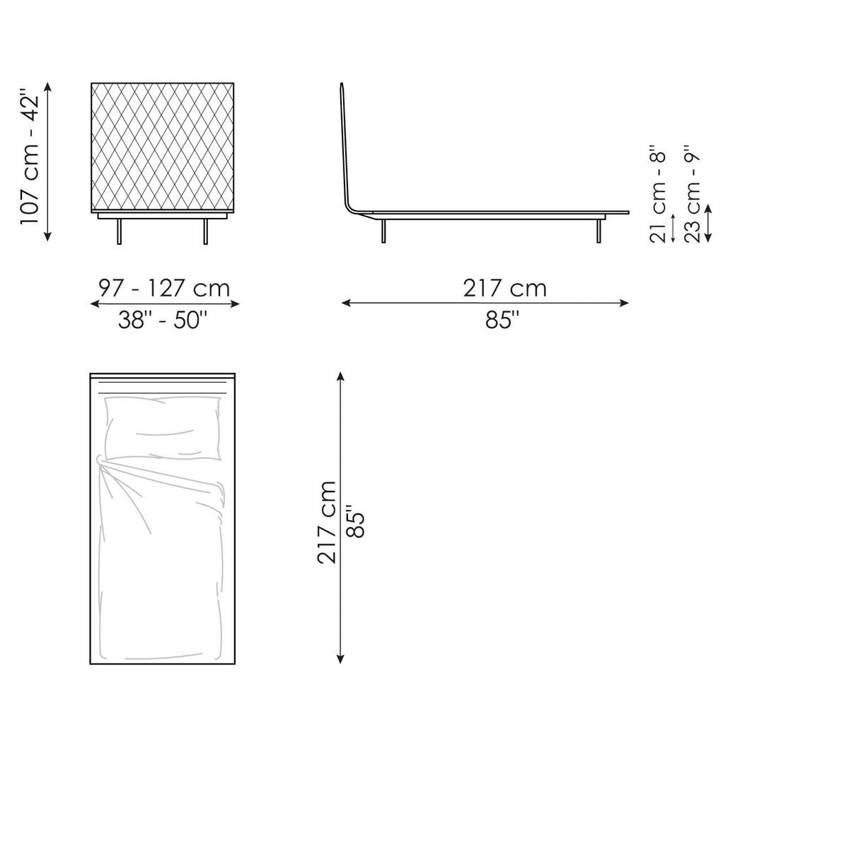 Thin single bed