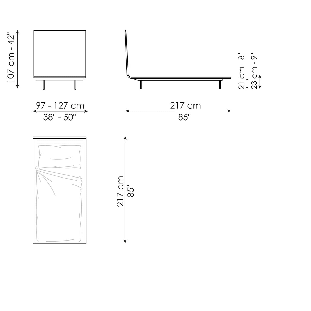Thin single bed