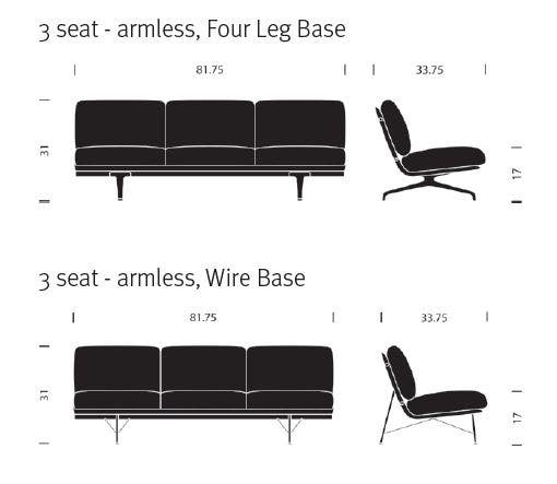 Herman Miller Striad® Three Seater Low-Back Armelss Sofa