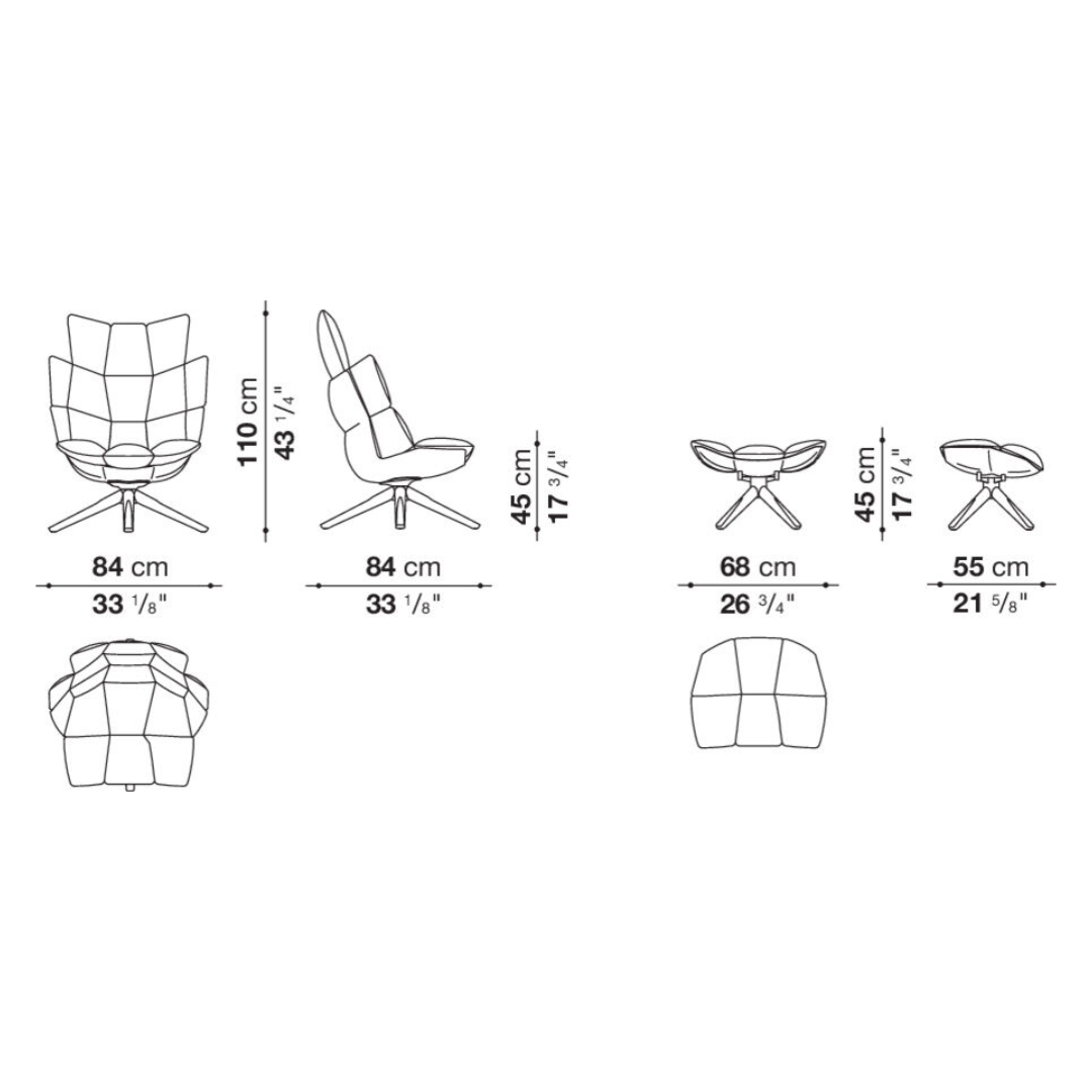 Fauteuil Husk High et repose-pieds - Expédition rapide