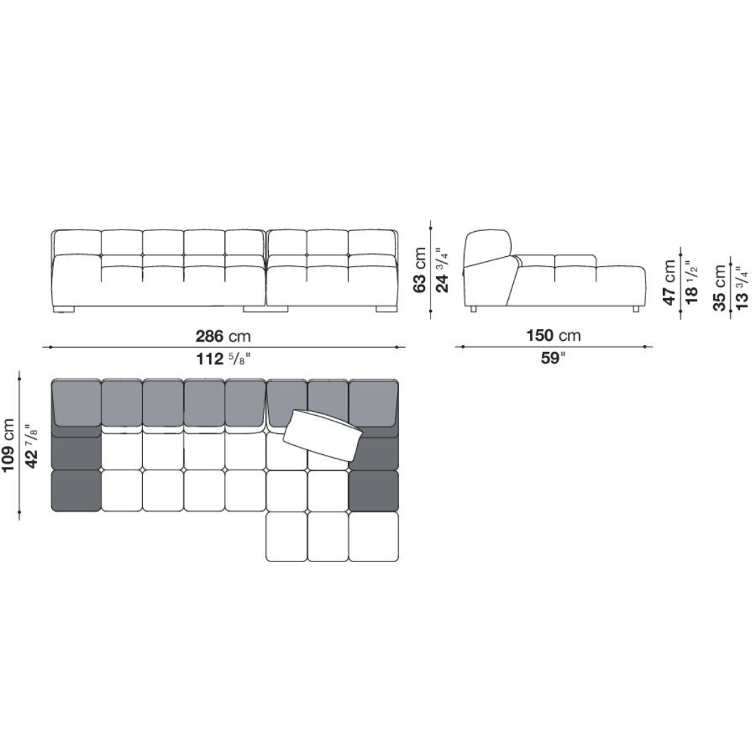 Canapé modulaire droit Tufty-Time - Expédition rapide