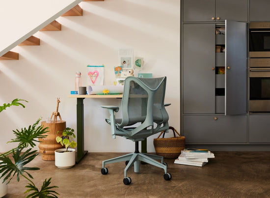 Herman Miller Motia® Sit-to-Stand Rectangular Table T-Foot, Dipped in Colour