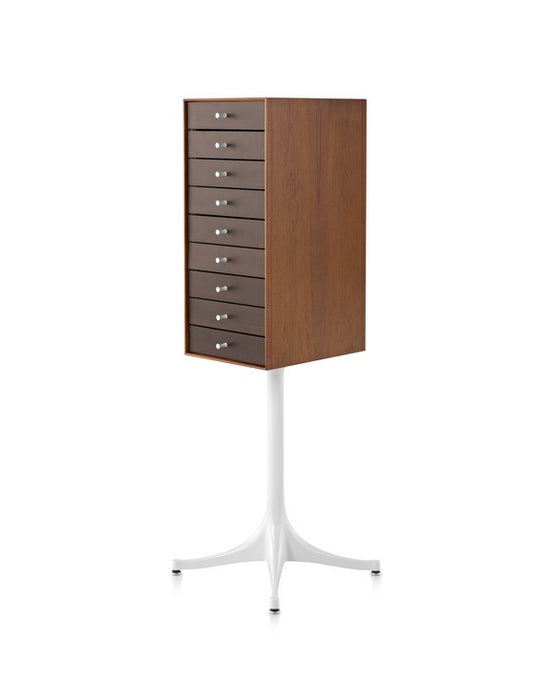 Teak case with Studio White pedestal