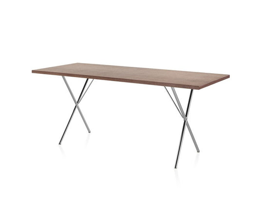 Walnut veneer, chrome legs